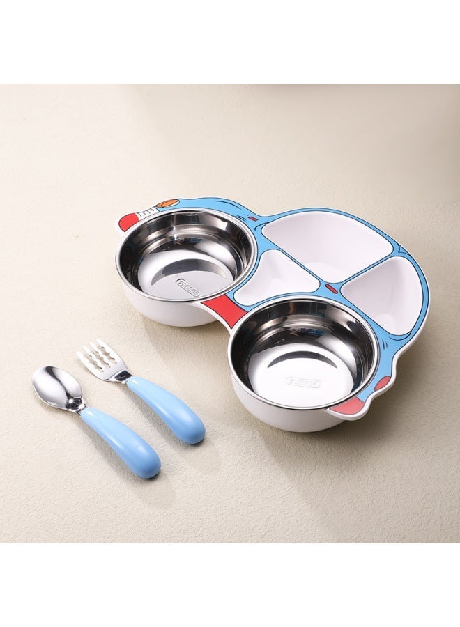 عام 304 Stainless Steel Children's Car Dinner Plate Removable And Washable Baby Food Bowl Creative Cartoon Split Plastic Plate Suit - Image 1